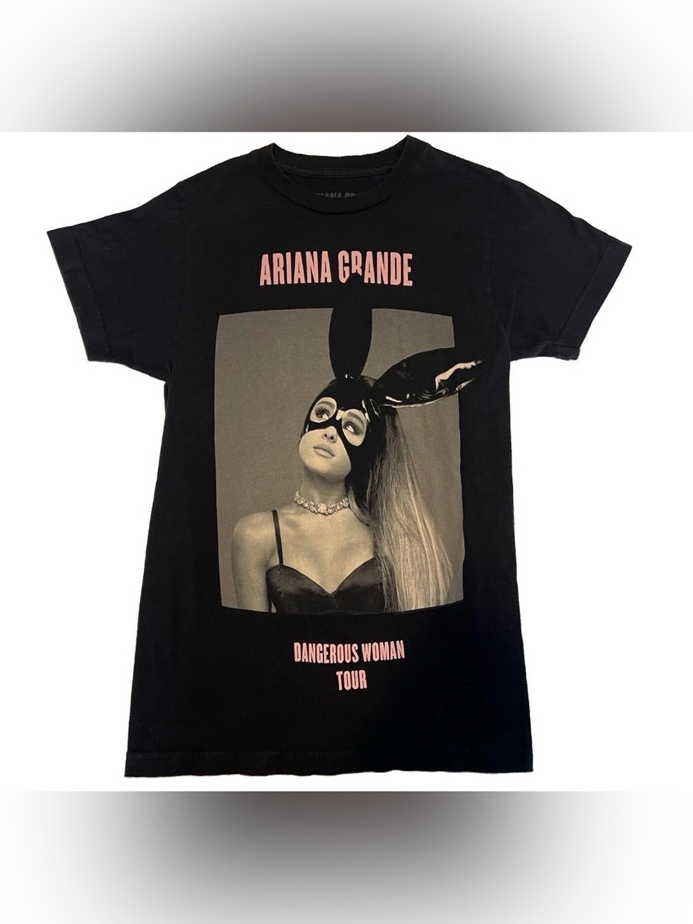 Ariana Grande 2017 Dangerous Woman Tour Black Tee Shirt Size XS Sexy Bunny